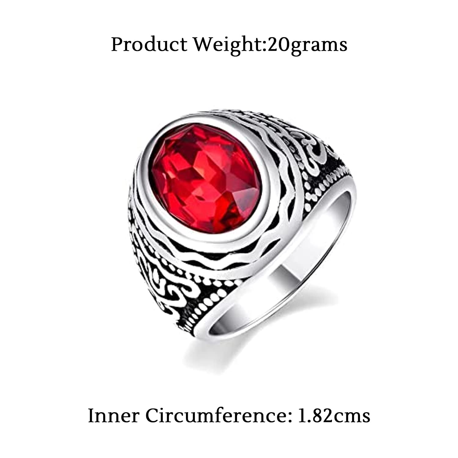 Stainless Steel Crystal Carved Ring, Unisex Gift