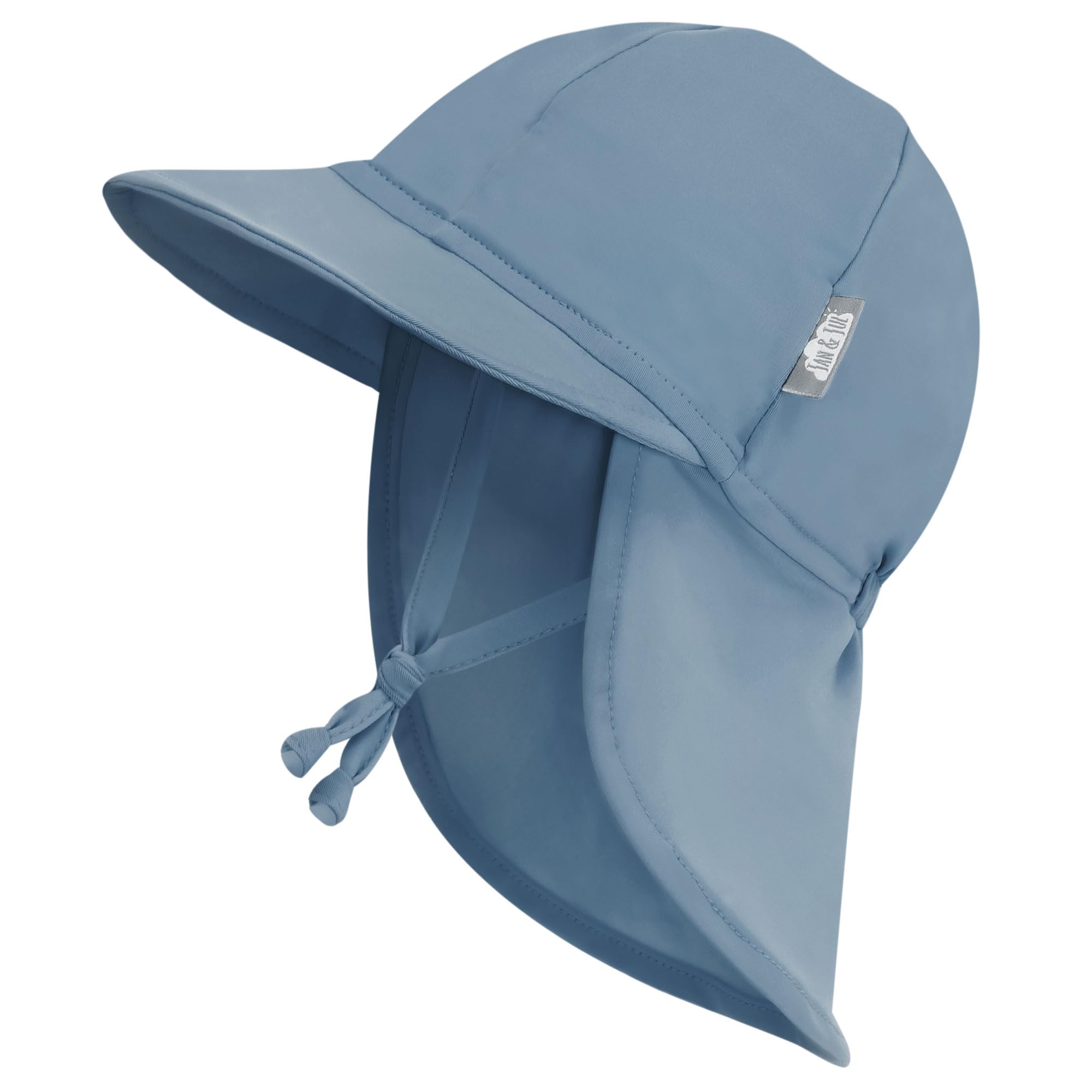 JAN & JUL Baby Sun-Hat with Neck Flap for Boys, Beach Cap with UV Protection for Swimming (Blue Grey, Size M: 6-24m)