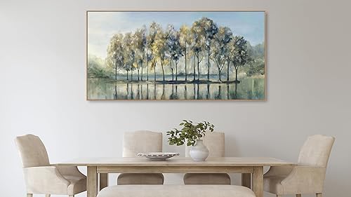 Miniatura 4 de Shoci Arte de pared de árbol grande  Flotador natural enmarcado puesta de sol, paisaje, lienzo de árboles en la isla para sala de estar, pintura