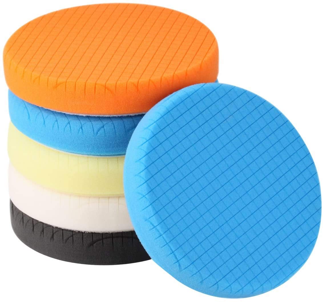 Buffing Polishing Pads, 5Pieces 6 Inch Face for 6 Inch 150mm Backing Plate Compound Buffing Sponge Pads Cutting Polishing Pad Kit For Car Buffer Polisher Compounding, Polishing and Waxing