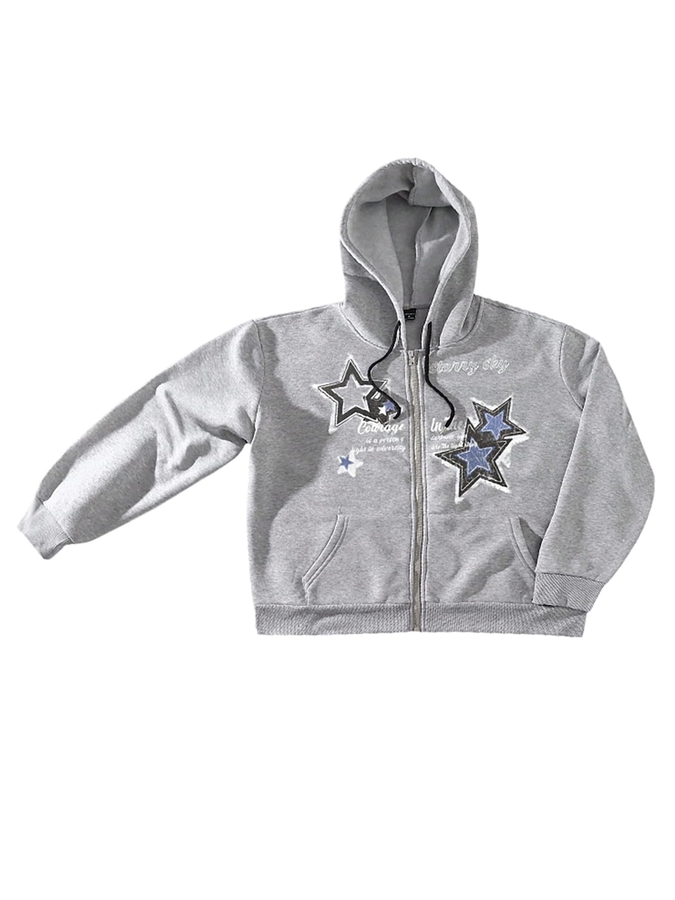 – Men's Star Graphic Zip Up Hoodie Long Sleeve Y2k Sweatshirt Oversized Jacket Streetwear