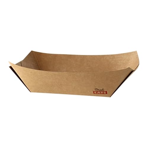 PacknWood Bandeja de papel Kraft para alimentos, 13.5 onzas. Capacidad, 6.7" x 4.7" x 1.2", marrón (caja de 1000)