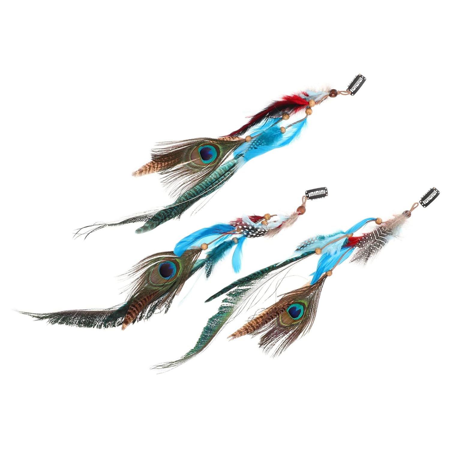 Beaupretty 3Pcs Feather Hair Clips Peacock Feather Hair