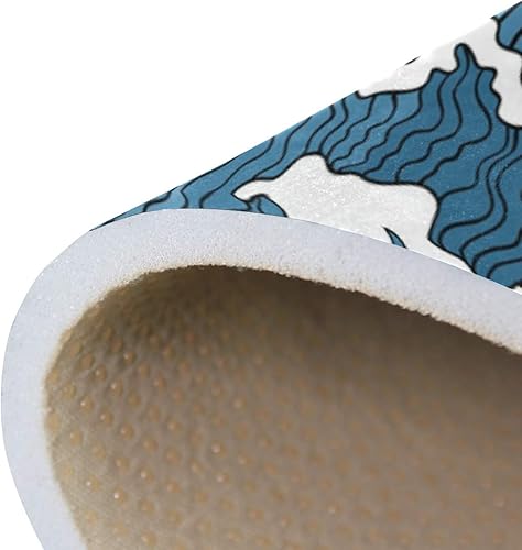 Miniatura 6 de Felpudo asiático japonés azul océano olas y sol, 31 x 20 pulgadas, decoración de entrada para interior y exterior