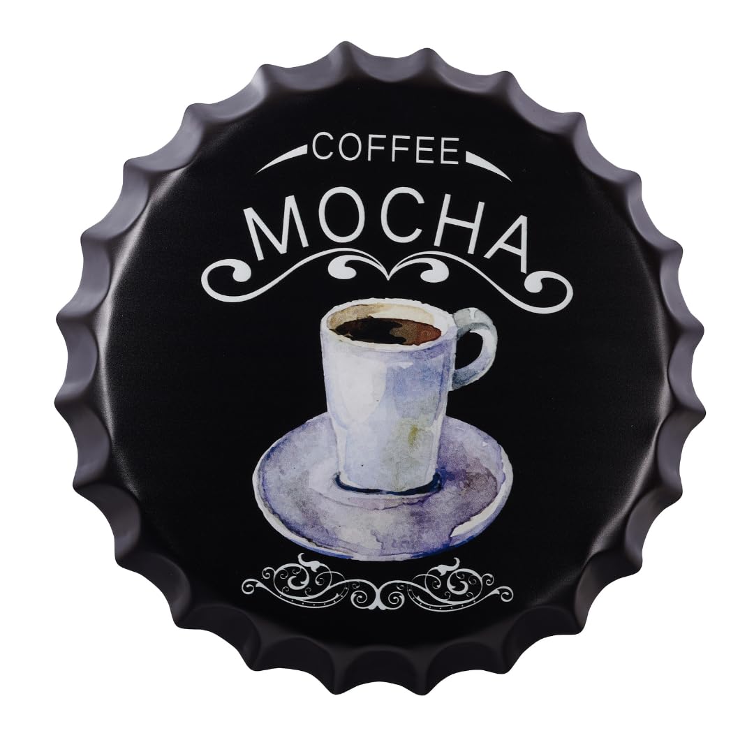- EAZYWAGON Decorative Metal Bottle Caps Wall Sign Plates - 14X14 Inches – COFFEE MOCHA Metal Sign Wall Hanging Bottle Cap for Home, Farmhouse, Bar & Cafe Decoration | Vintage & Retro Look Wall Plaques