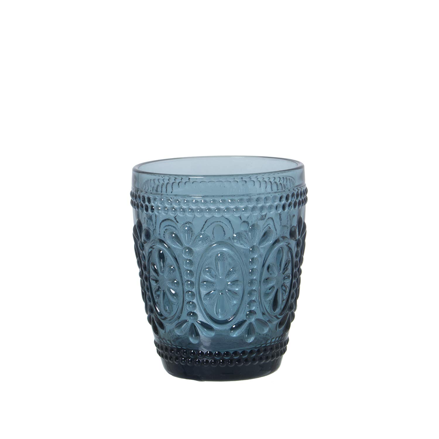 Set de 6 Vasos Bajos de Cristal de 270ml. Apto para Lavavajillas en Azul 8x10cm