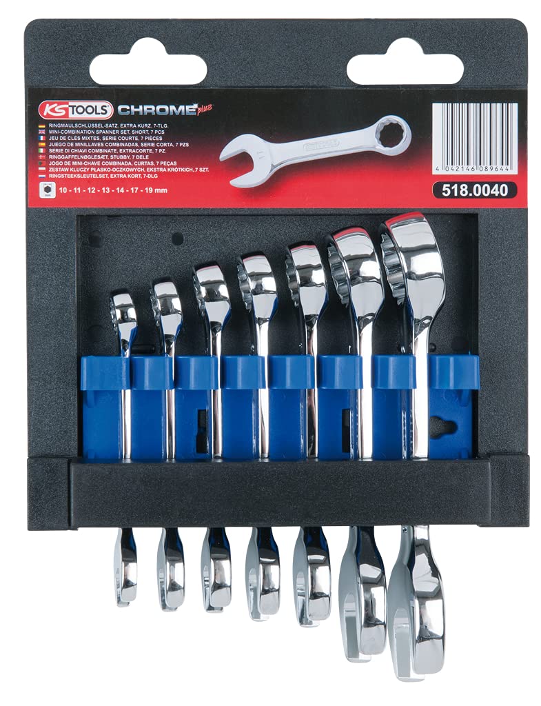 KS Tools 518.0040 Jeu de 7 Clés mixtes courtes métriques - sur support