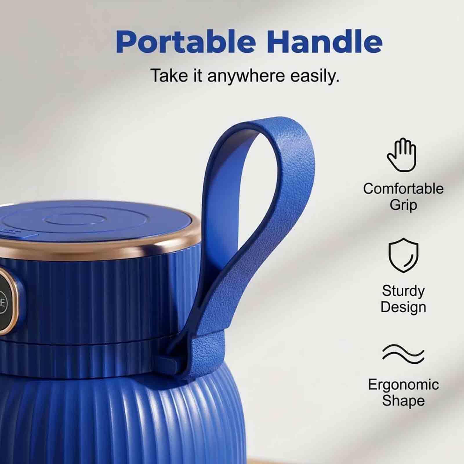 Frullatore Portatile per Smooťhie, Blender da Viaggio 600 ml, Frullatore per Succo di Frutta e Spremiagrumi Ricaricabile USB con Display Digitale, for Gym/Travel/Kitchen