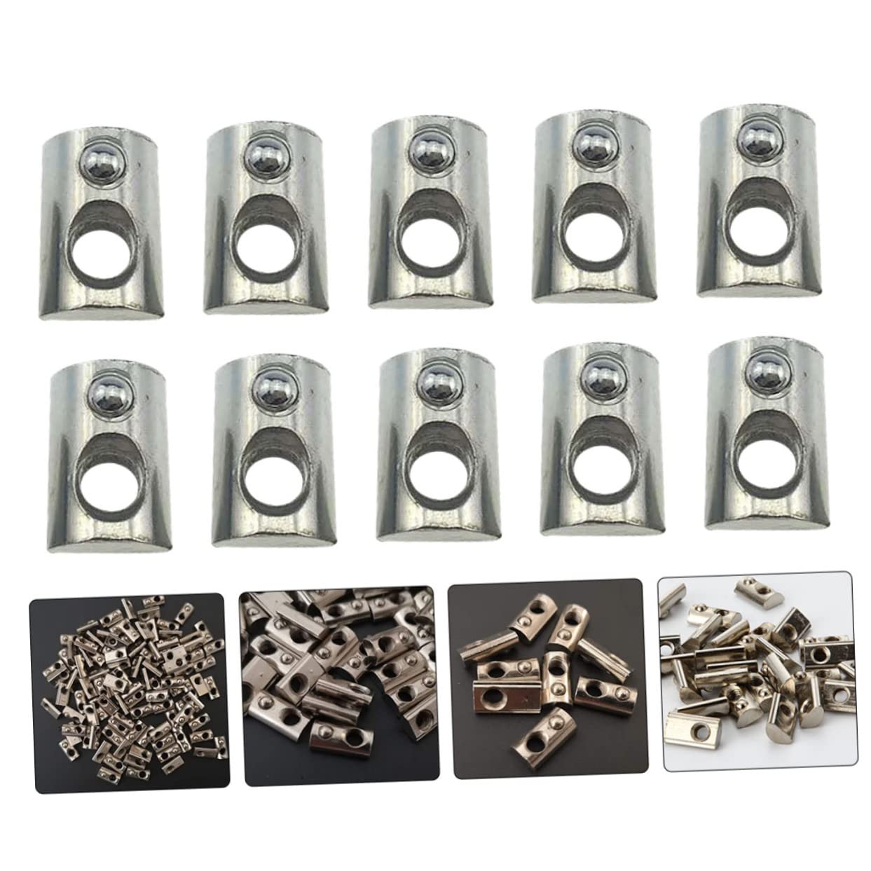 Zerodeko 2sets 100pcs Nut for Aluminum Profiles Carbon Steel Elastic Nuts Easy Installation Reliable Hammer Head Design Compatible with Standard Profiles 100pcs*2
