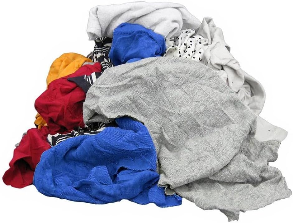 Premium Colored T-Shirt Cotton Cleaning Rags - Washed, Recycled and sanitized - 50lb - Great Value and Performance for a Variety of uses - Washable - Low lint and high Absorbent.