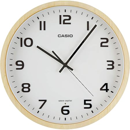 CASIO(カシオ) 掛け時計 電波 ナチュラル 直径30.2cm アナログ 木枠 夜間秒針停止 IQ-1110J-7JF