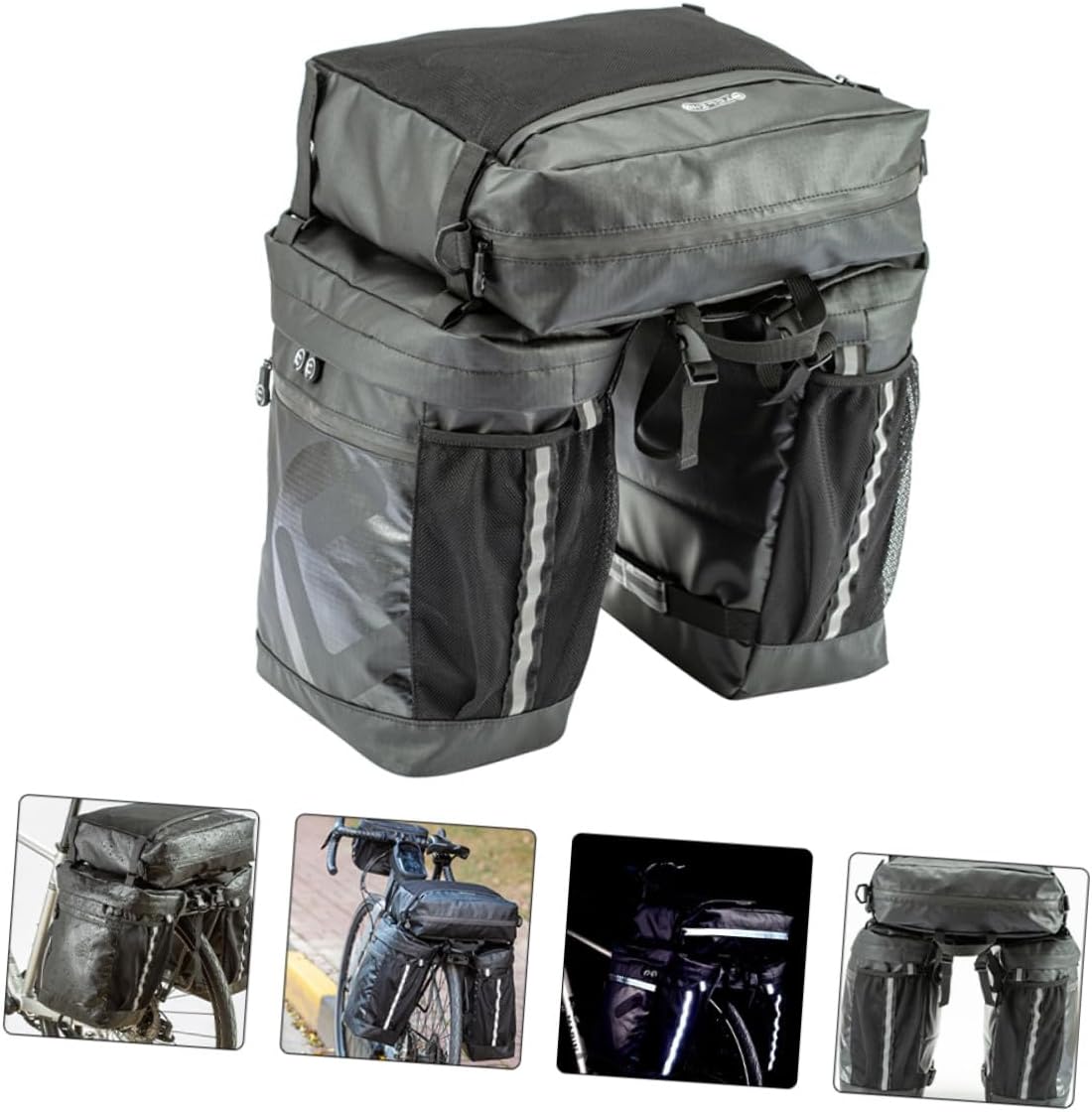 Waterproof 50l Bicycle Rear Rack Bag 3-in-1 Cycling Pannier Travel Saddlebag for Mountain Bike Long-distance Riding