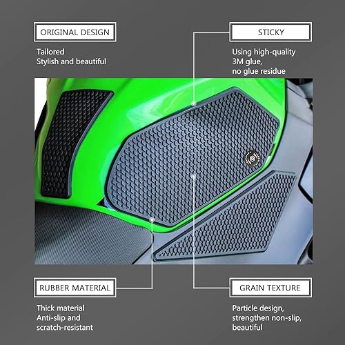 Miniatura 7 de Para Kawasaki Ninja 400 Ninja400 2018-2022 Lateral Tanque de Combustible Protector Pegatinas Pegatinas de Gas Rodilla Agarre Almohadilla de Tracción