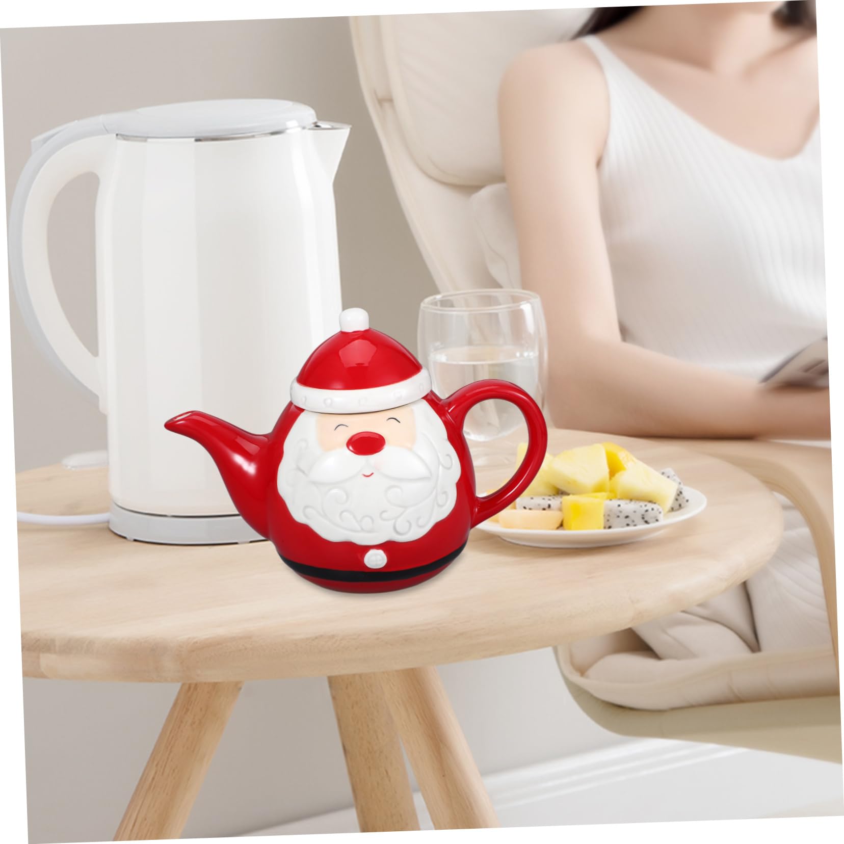 Cabilock Juego De Cubiertos Navideños Hervidor De Agua De Cerámica Tetera De Té Tetera De Cerámica Para El Hogar Tetera Navideña Retro Suministro Para Beber Té Vajilla Para Fiesta De