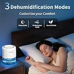 Small 45oz (1.3L) Home Dehumidifier Portable Quiet Dehumidifier with 3 Modes, 10 Color Lights, 4 Timer Settings for Bedroom, Bathroom and Closet