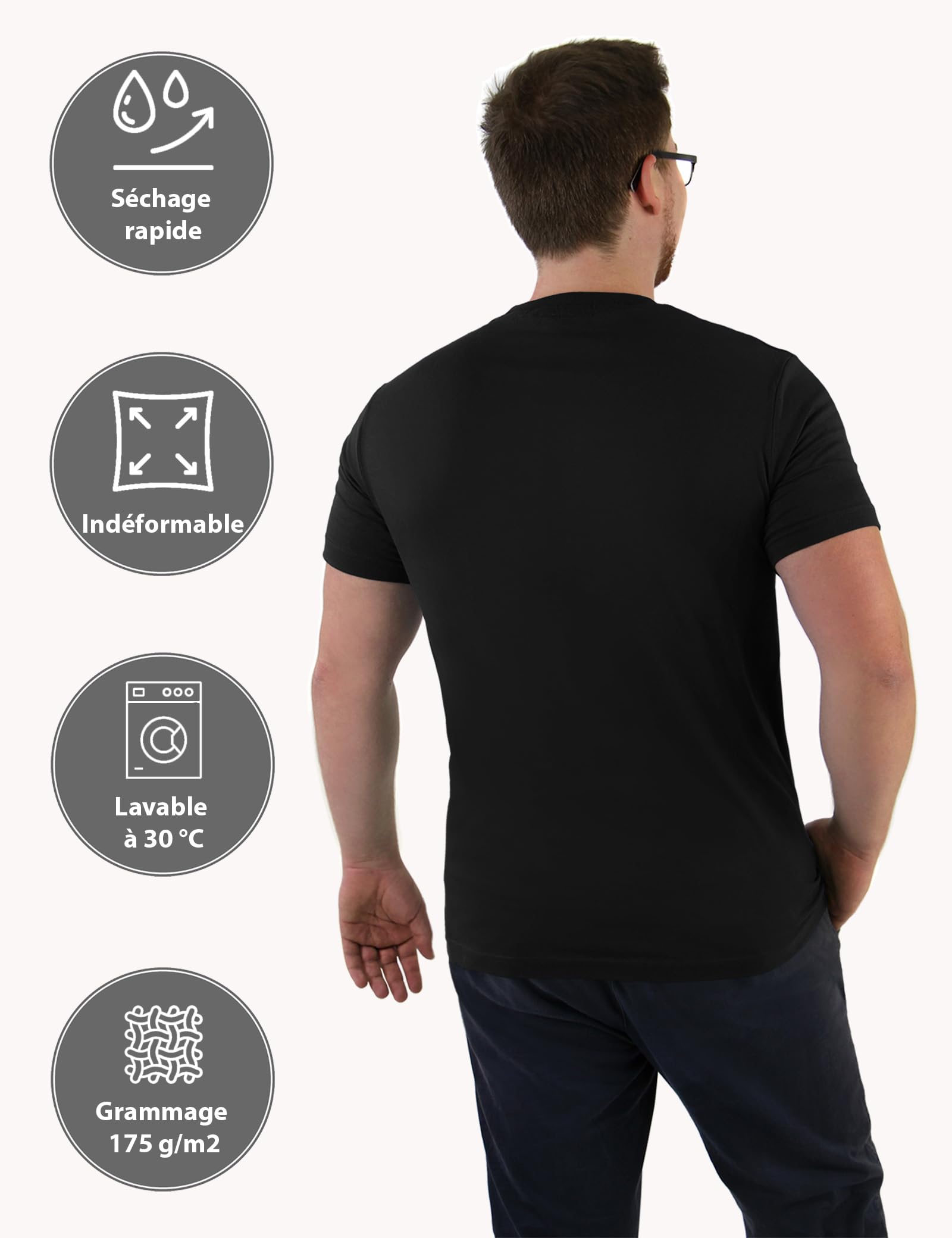 ALPIDEX T-Shirts Hommes Lot de 5 Col V 100% Coton Unis Basique Mens Tee Shirt Manches Courtes S M L XL XXL 3XL 4XL 5XL