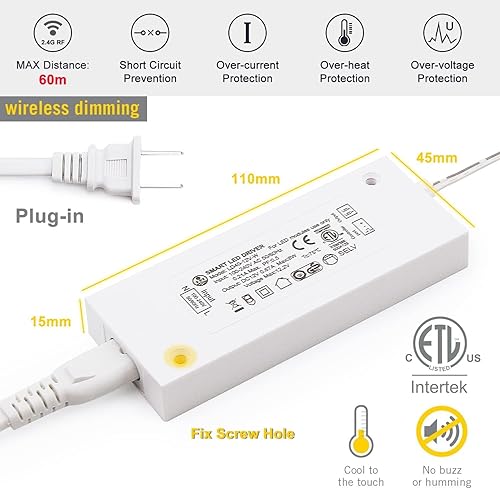 Miniatura 5 de VST Mini panel de iluminación para debajo del gabinete, 6 unidades de 3.94 pulgadas, 12 V 2.5 W (total 15 W) con interruptor de atenuación