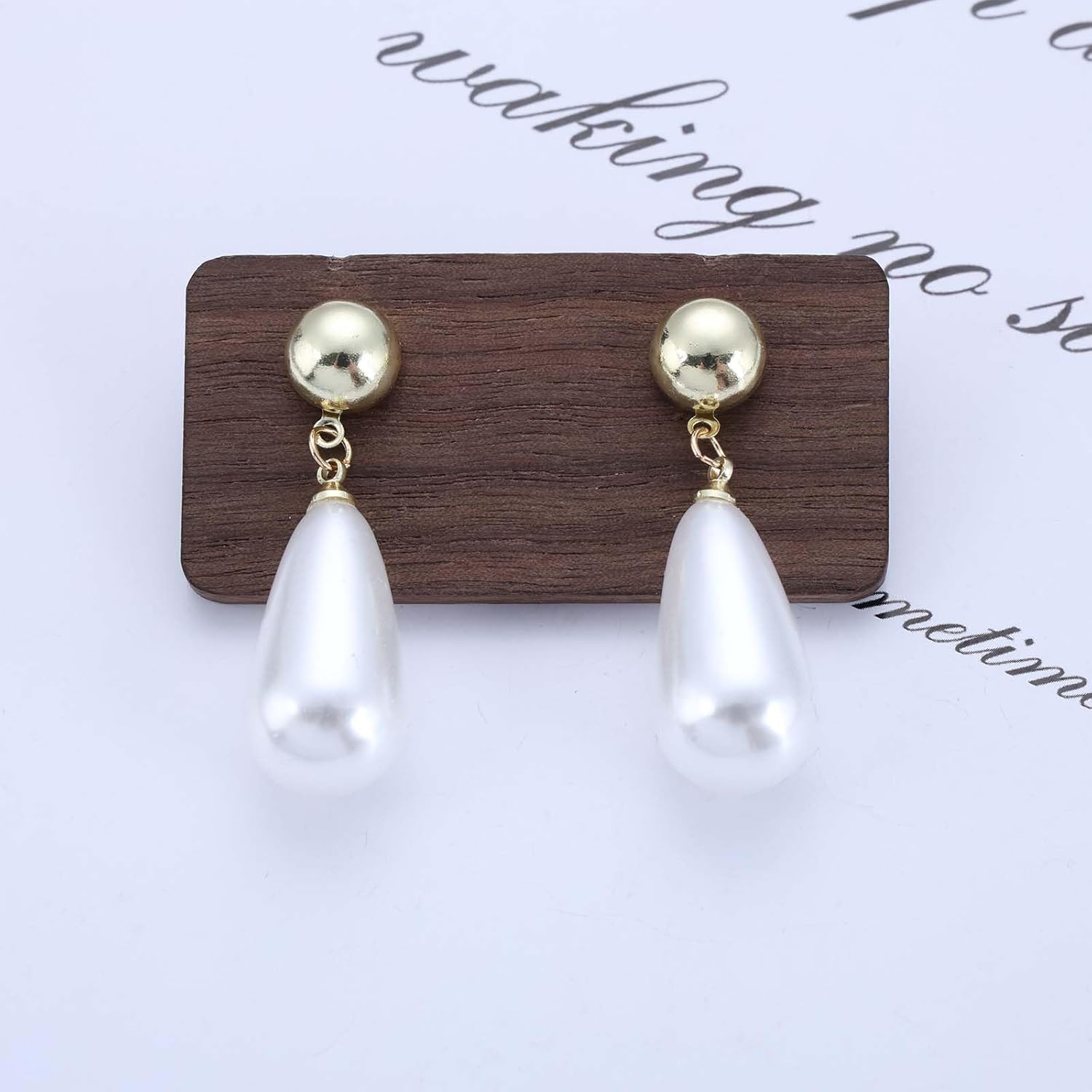 Boho Pearl Teardrop Earrings Gold Pearls Bridal Earring Pearl Waterdrop Earrings Wedding Pearls Dangle Earring Jewelry for Women - Image 6
