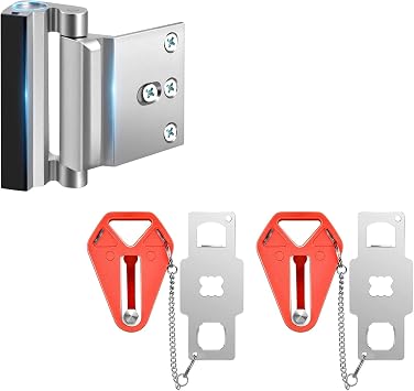 Travel Lock Apartment Hotel Lock 2 Pack+Childproof Door Locks Hardware Sliver