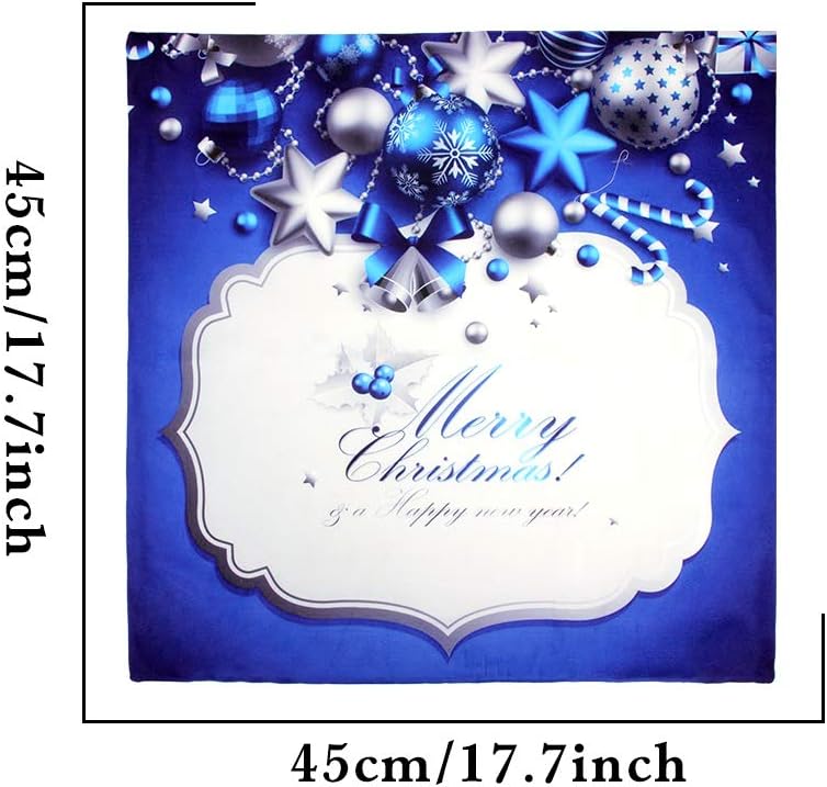 OWUDE Merry Christmas Pillow Covers 5 Pack, Super Soft Plush Cushion Covers Home Decorative Throw Pillow Cases for Living Room Study Bed Sofa, Blue,18" x 18" (Blue)