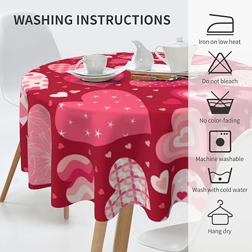 Vista 67 de AEIOAE Mantel cuadrado para el día de San Valentín de 60 x 60 pulgadas, mantel de corazones de amor, mantel de San Valentín, tela de poliéster