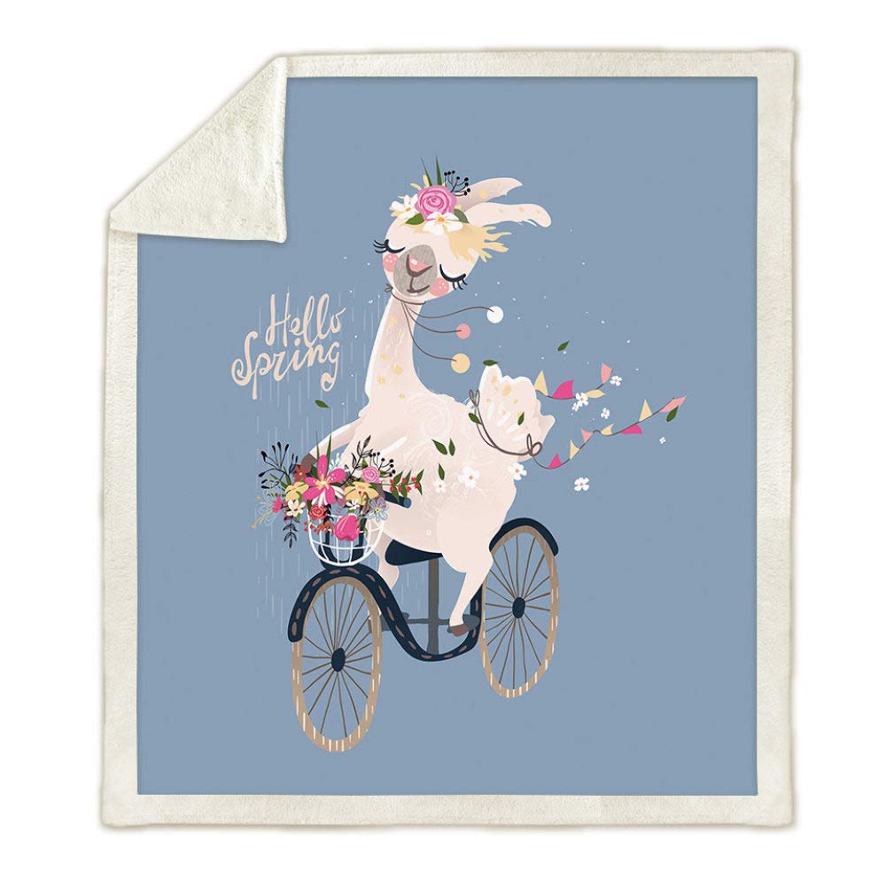Couverture douce pour pause déjeuner au bureau et moments cocooning motif alpaga vélo