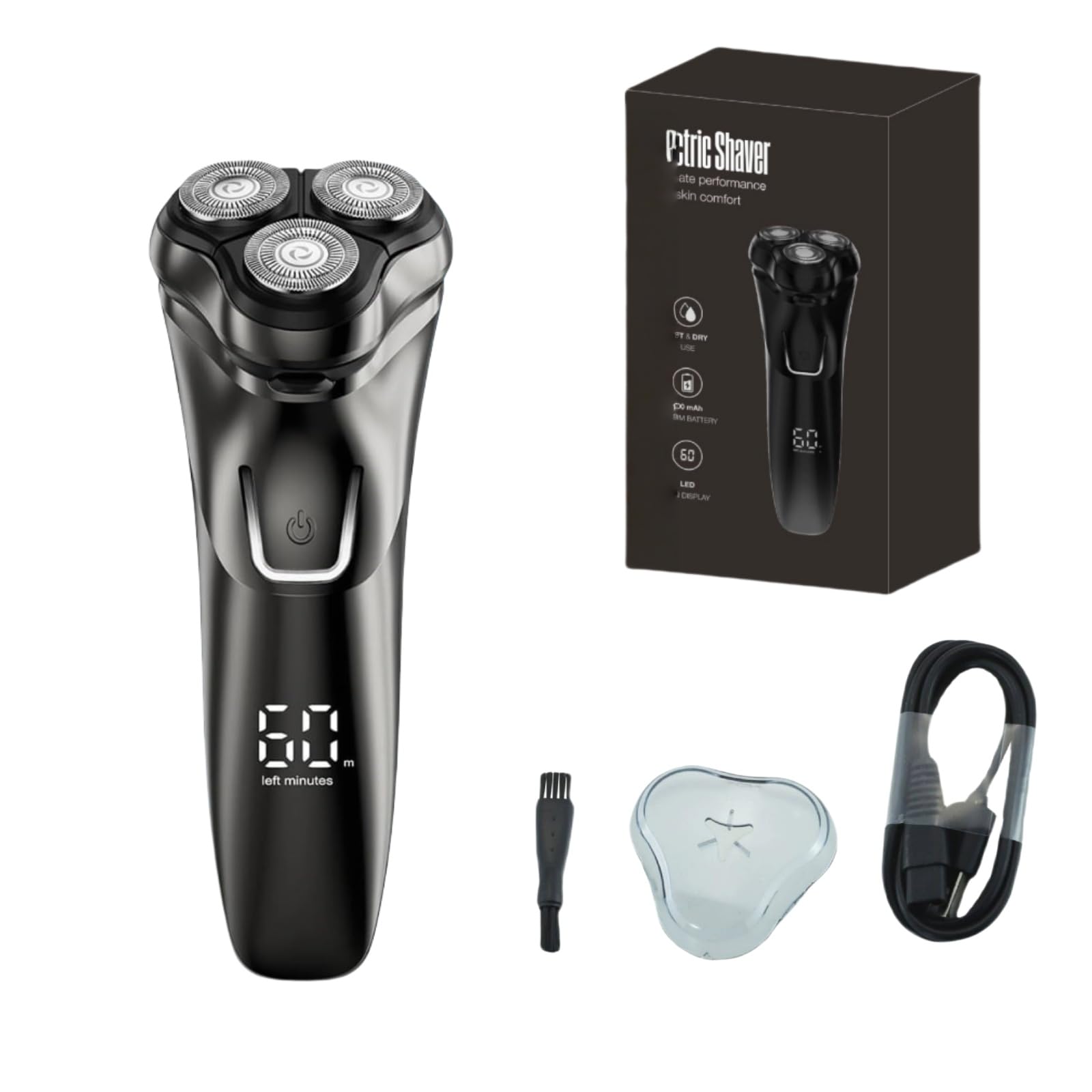 Kozenix - Rasoio elettrico di precisione 4D con trimmer integrato per una rasatura liscia e confortevole, rasoio da uomo con testine rotanti, impermeabile, uso asciutto e bagnato, blocco da viaggio