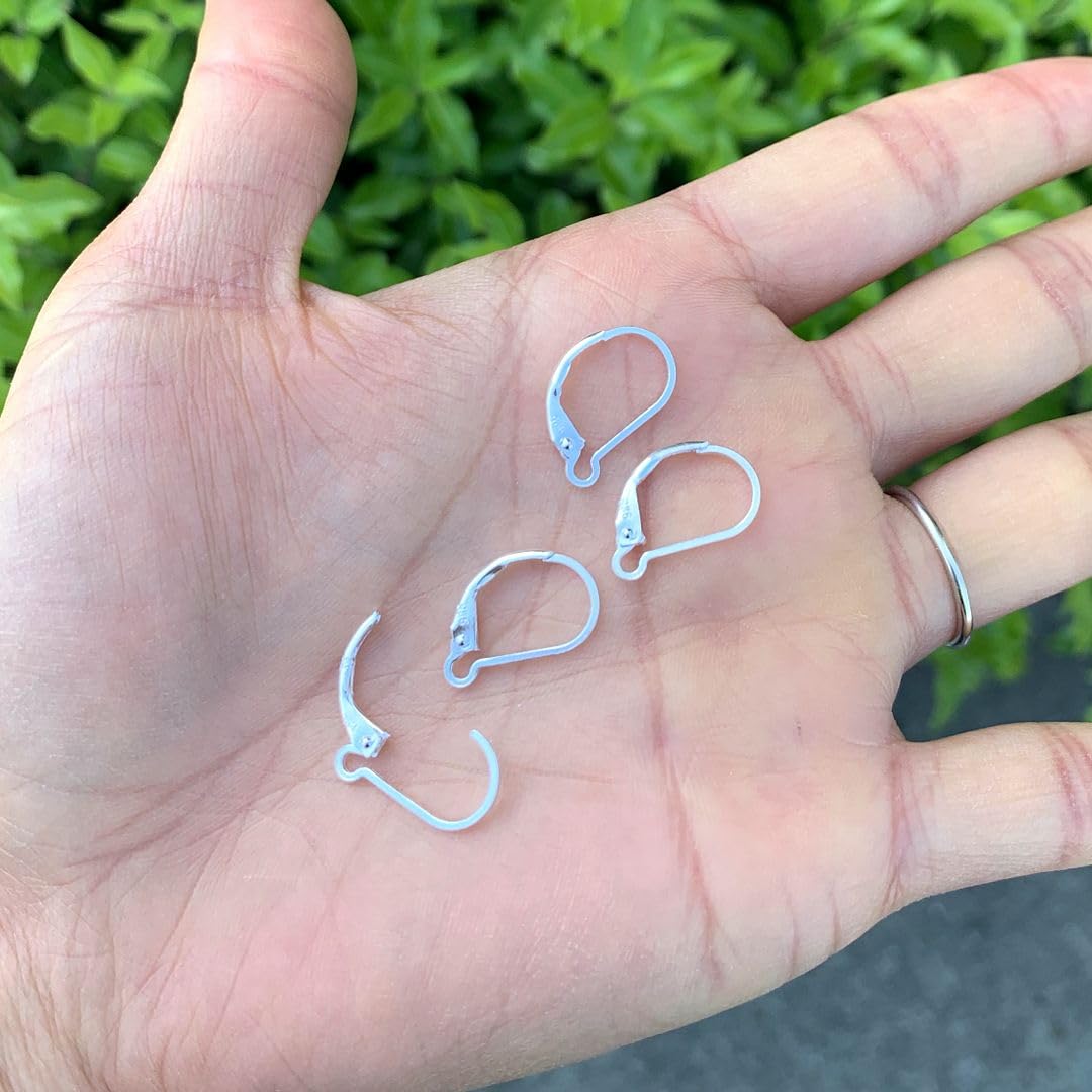 Coppia Di Monachetti A Leva In Argento Sterlina 925 Con Pinza 20x11mm &ndash; Per Orecchini Fai Da Te