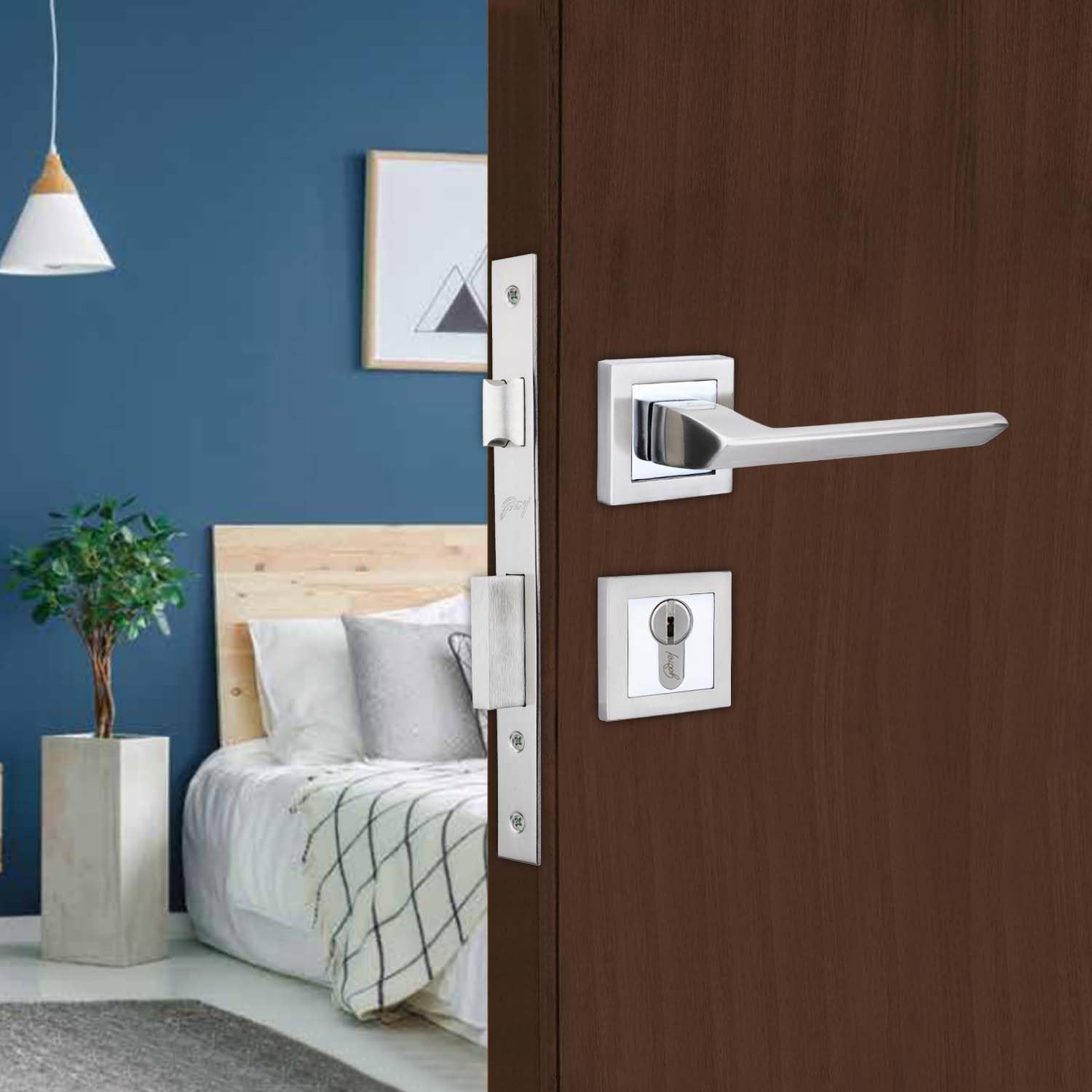 Godrej Mortise Lock | Handle Lock Set for Main & Bedroom Door | Alpine Rossette Home Décor Handle | Satin Steel Finish | 9 Inch Lockbody | 60 mm 1CK Cylinder - Knob from Inside and with 3 Keys (B0CPPQW276) Amazon Price History, Amazon Price Tracker