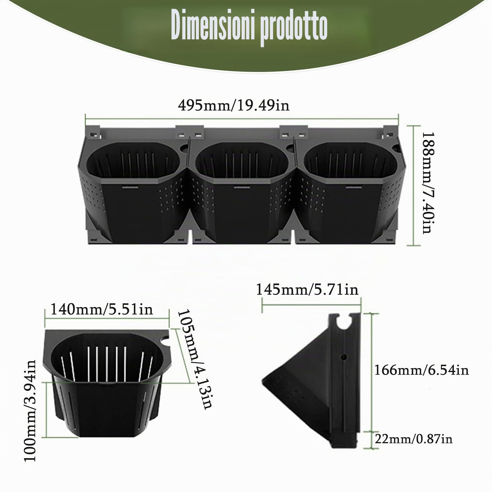 Pianta da parete verticale da appendere, parete verticale per piante da giardino con 36 tasche, borsa da parete per giardino, balcone, decorazione per la casa