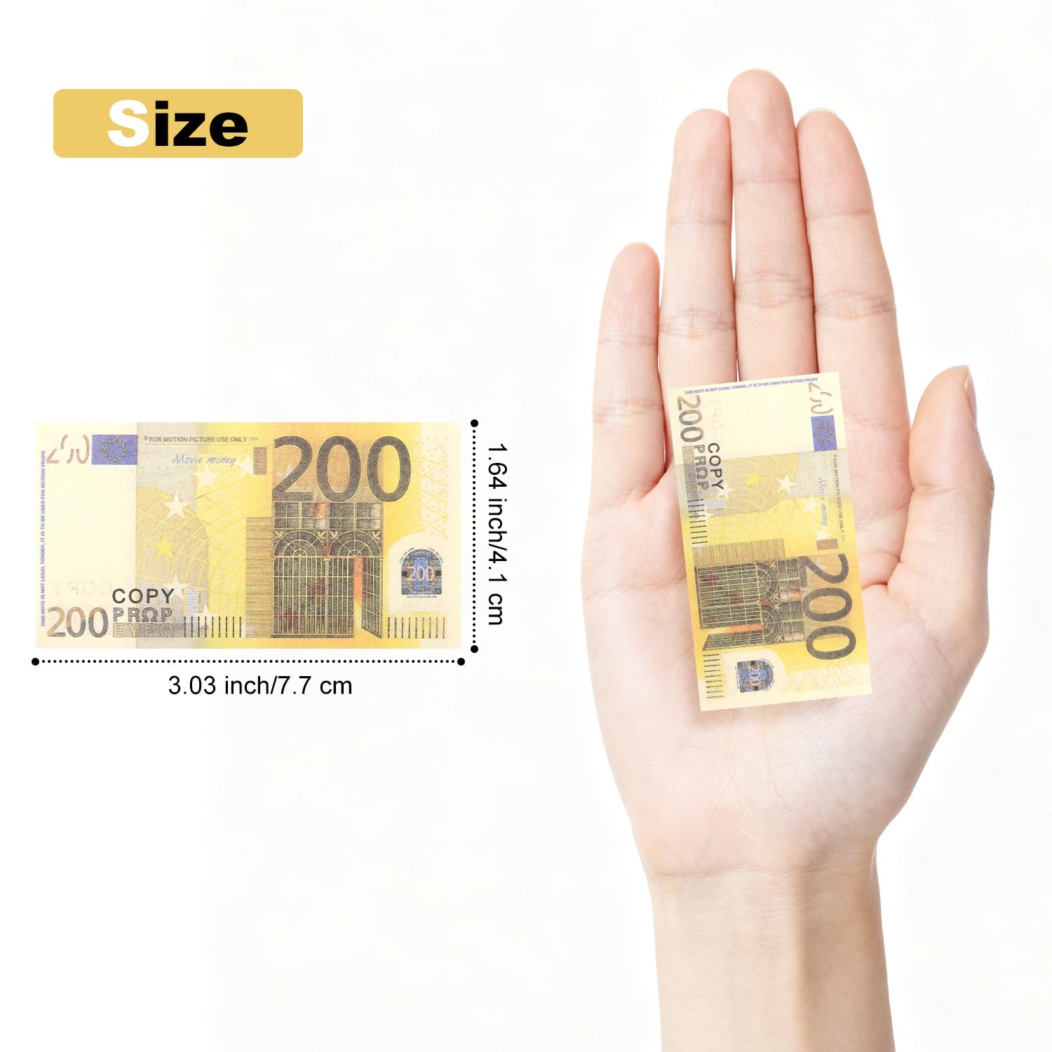 Mecool 2.40 x 1.26" 100 Pcs €200 Euros Bills Pretend Cash - Image 2