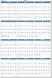 PlanetSafe Calendars 2025 Annual 48' tall X 32' wide 12-Month Vertical Sky Blue Wet & Dry-Erasable Wall Calendar - Yearly Planner - Complete with marker, eraser and marker snap-in holder - BN