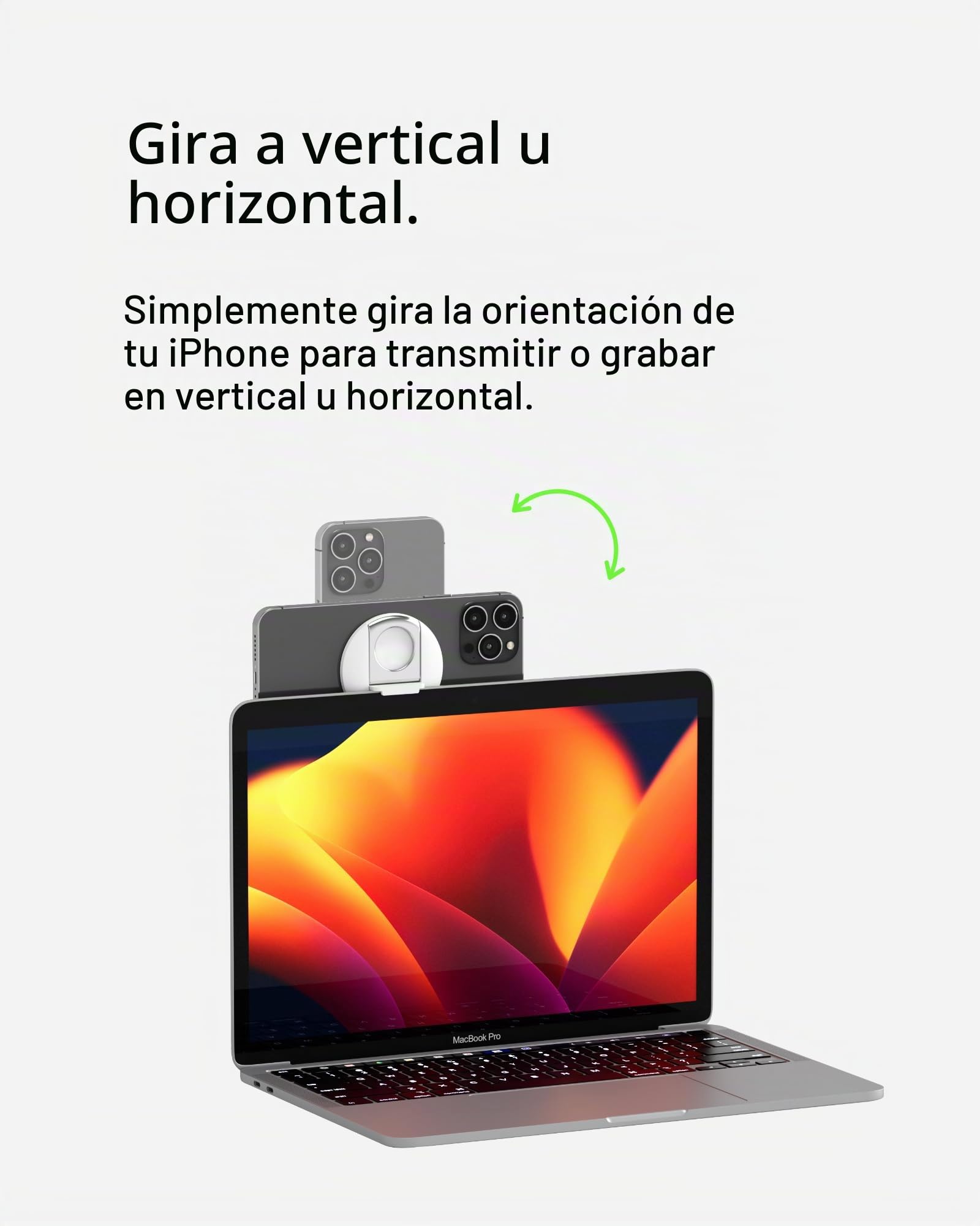 Belkin soporte de iPhone con MagSafe para portátiles Mac con sencillo y rápido acoplamiento magnético para usar la cámara de continuidad, compatible con iPhone 16, 15, 14, 13, 12, MacBook Pro, Air