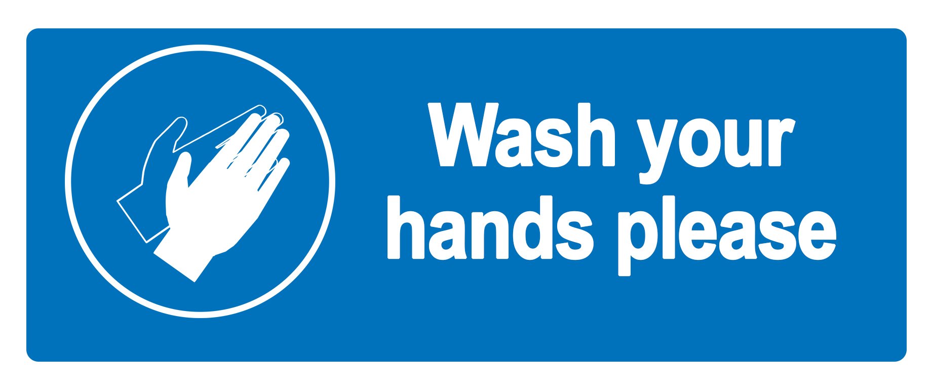 4 x Wash your hands - Information Sign Removable Self Adhesive Waterproof Durable Vinyl Label Sticker 225mm x 106mm