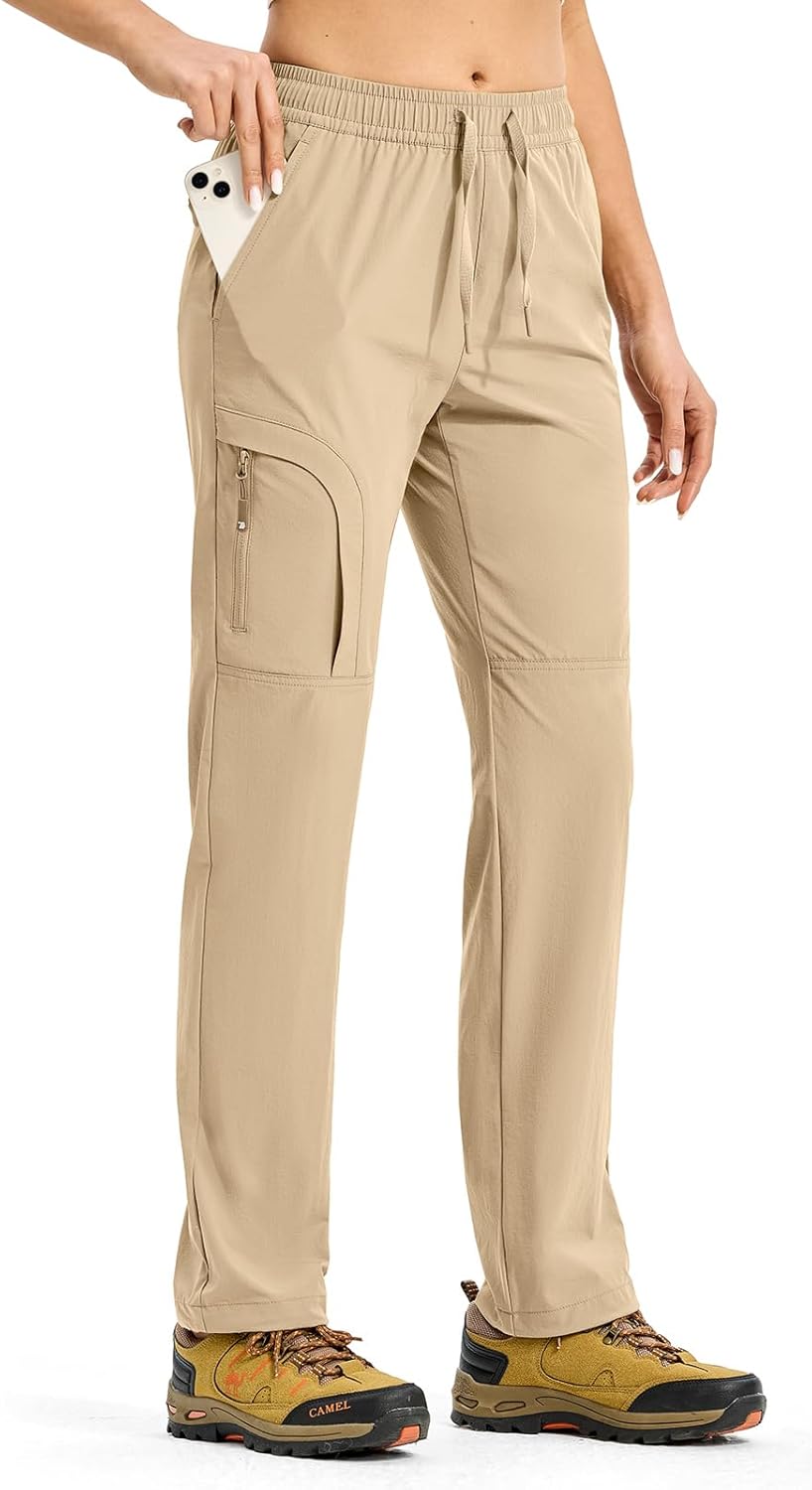 Rdruko Women's Hiking Pants Lightweight Quick Dry Water Resistant Cargo Outdoor Travel Pants Elastic Waist