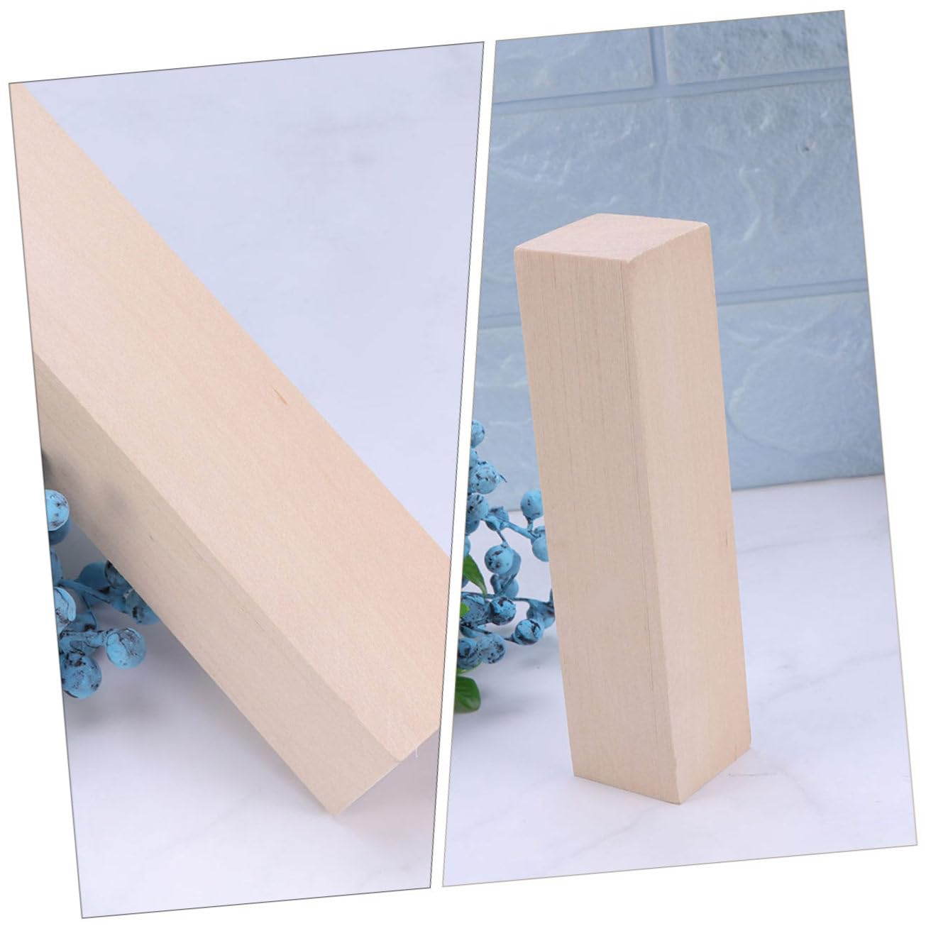 Veemoon 8 Pezzi Blocchi di Legno Naturale per Artigianato Fai da Te di Tavole in Legno Non Trattato per Intaglio e Progetti Creativi Dimensioni Miste Superficie Liscia e Sicura per Adulti