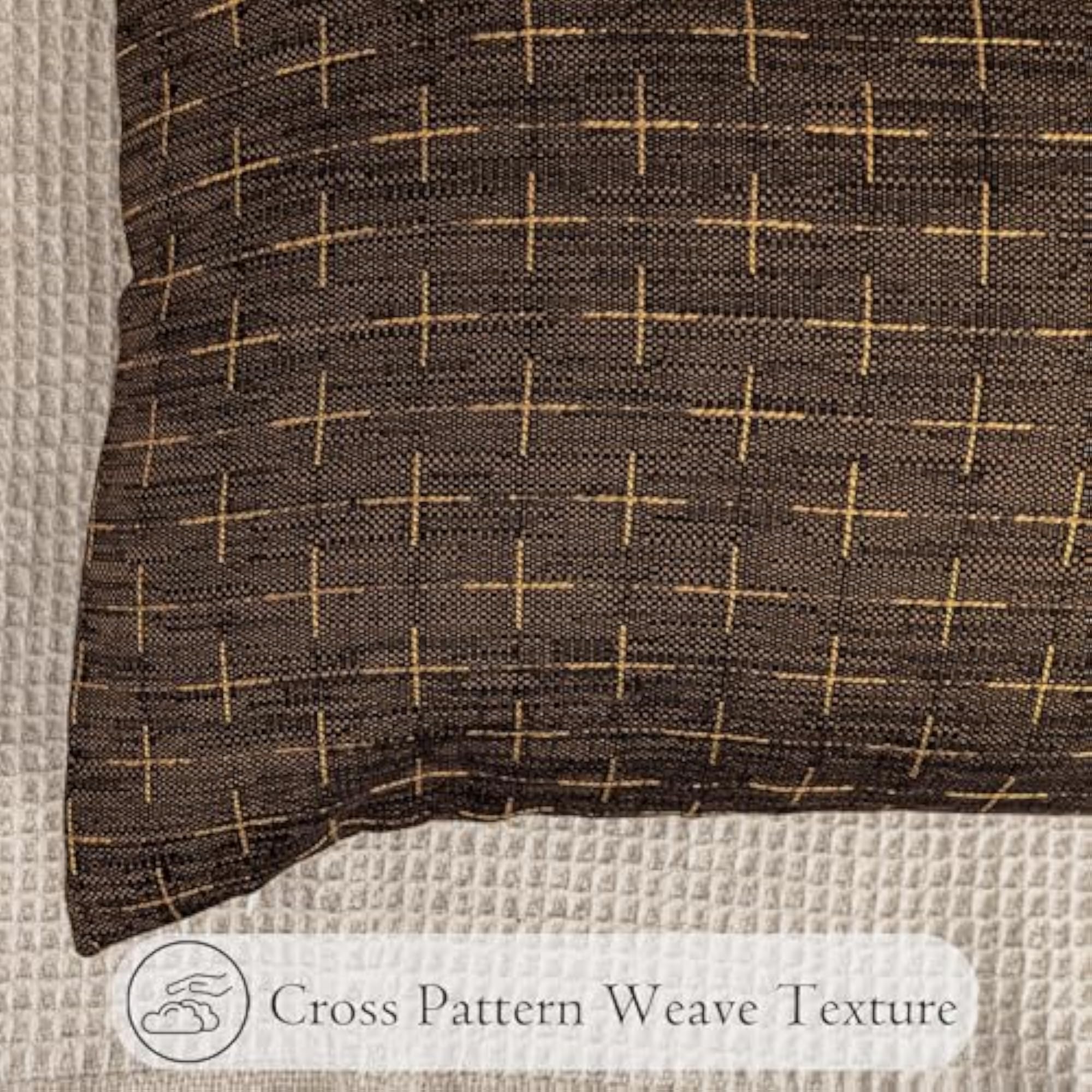 Cross Pattern Lumbar Pillow Cover, Dark Coffee Decorative Cushion