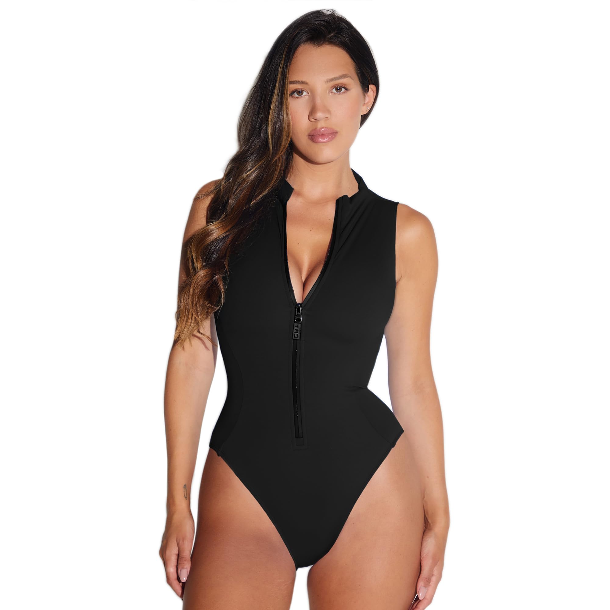TA3 Hi Cut Sleeveless Surfy Swimsuit for Women Mega-Sculpting Tummy Control Surf Bathing Suit - Patented Construction