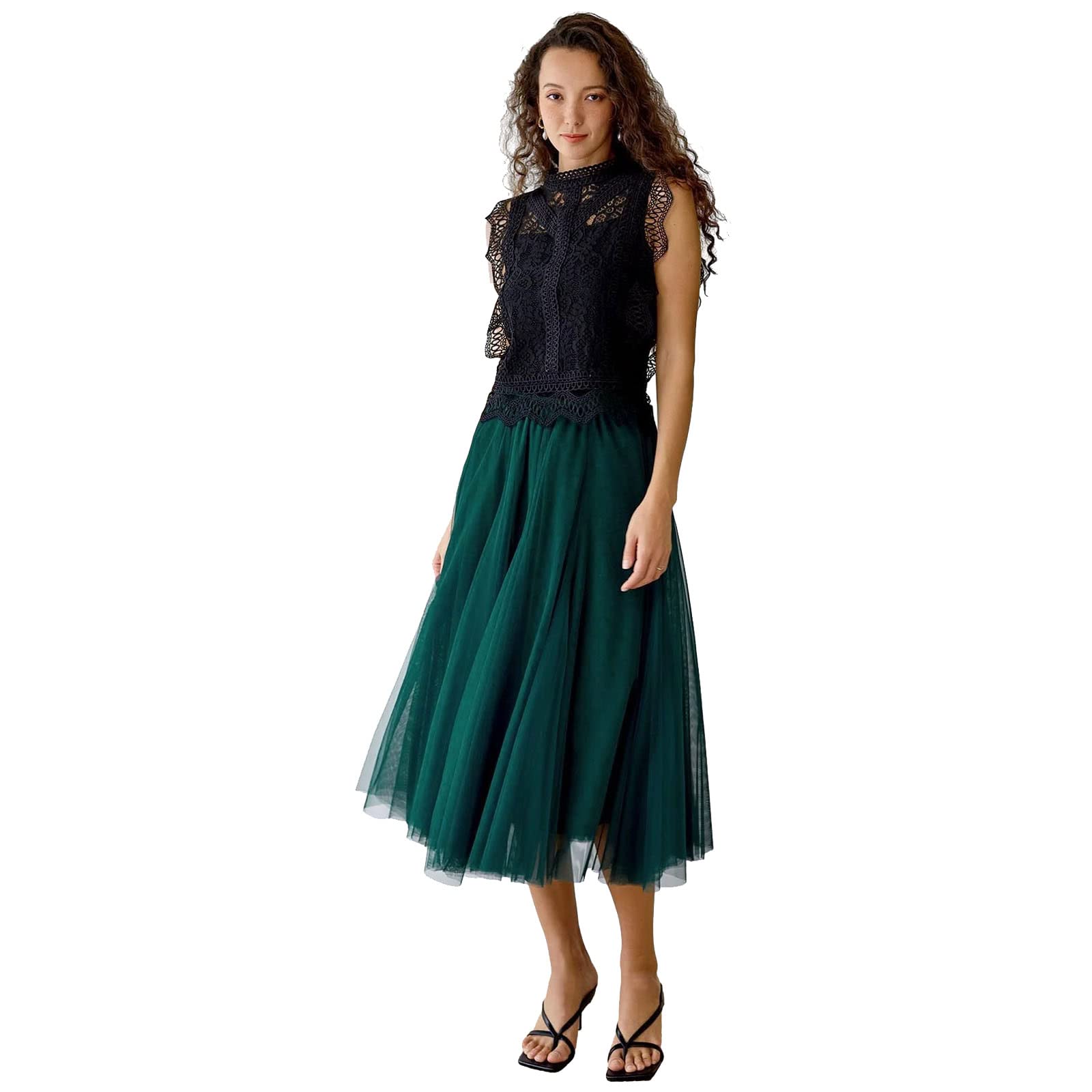 Chicwish Falda Larga para Mujer, Color Lila, Crema, Gris, Rosa/Negro, Multicapa de Malla, Ballet, Ballet, tutú, Falda Larga en línea A