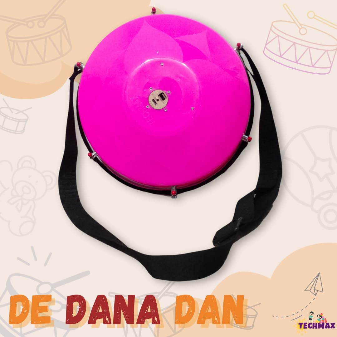 Lighting Dholak Tasha - Sensor Based - Rechargeable (Pink - Single Side - 11.5 INCH) 2
