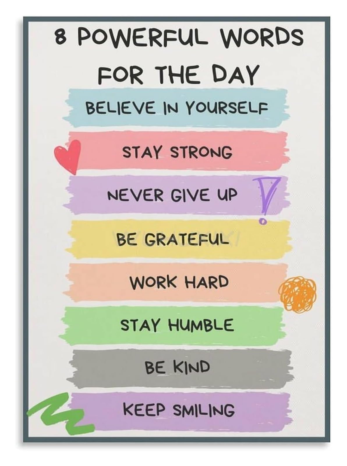 ZDVHOMCB Centering Quote 8 Powerful Words for Grounding Canvas Poster for Yoga Room or Reading Nook Unframed,12x18inch(30x45cm)