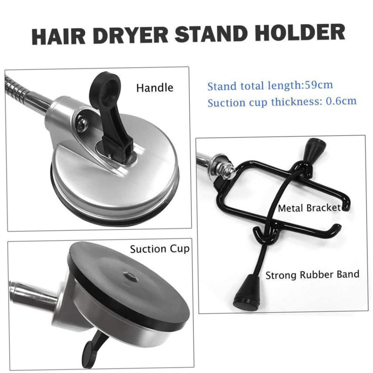 IWOWHERO Adjustable Hair Dryer Bracket Rotating Stand Hands Hair Dryer Holder for Styling Storage
