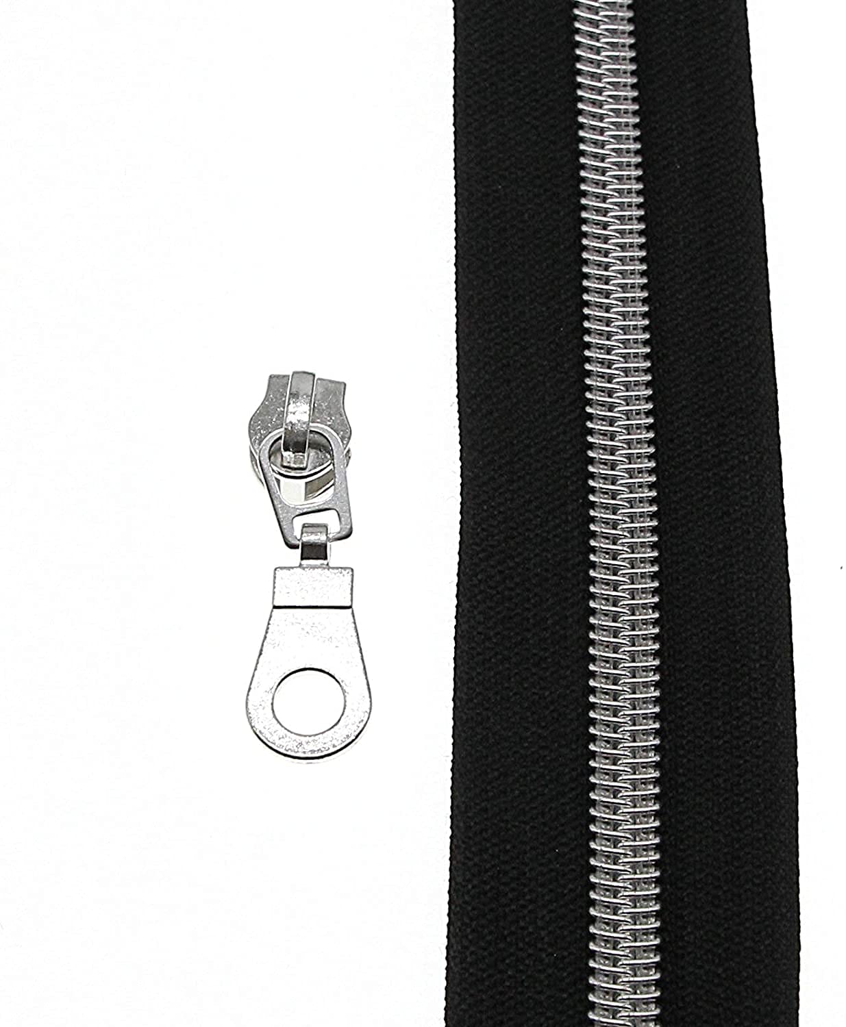 Fermeture Éclair Nylon Métallique Argent - 9m Avec 20 Curseurs - Pour Couture, Vêtements, DIY