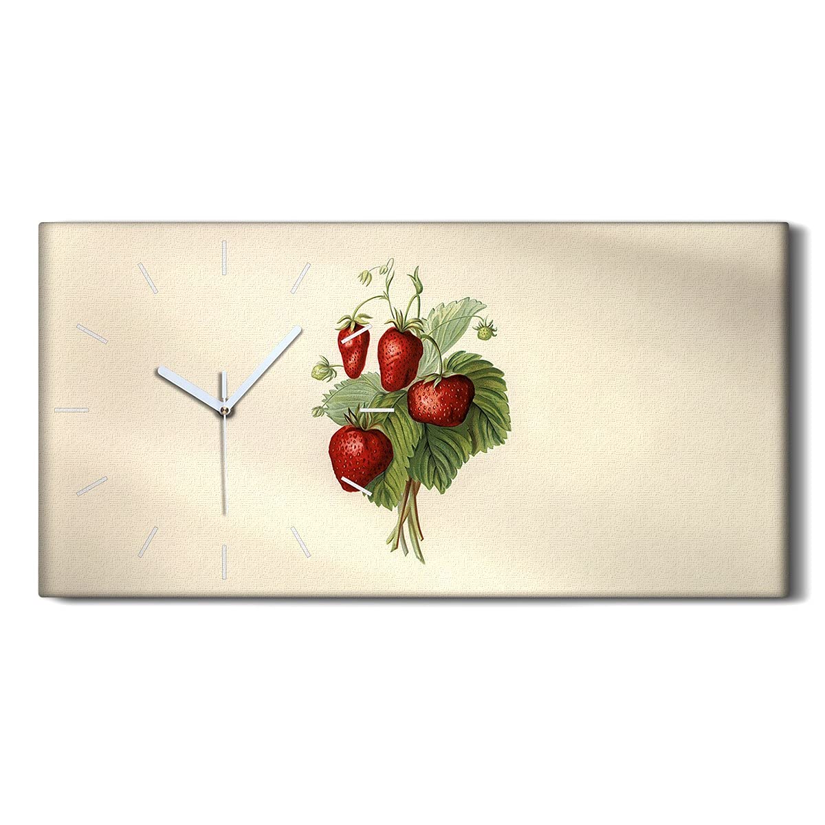 Horloge sur toile art mural haut de gamme 60x30cm fruits design aiguilles blanches