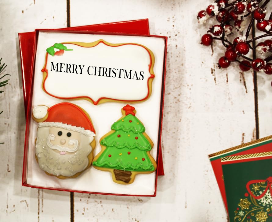 Miniatura 3 de Galletas de Navidad, galletas de azúcar de vainilla decoradas a mano, cesta de regalo de Navidad, caja de regalo de comida gourmet navideña, regalos