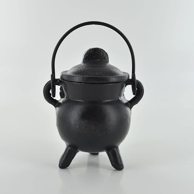 Prezents Black Cast Iron Cauldron Mini - Plain Wicca Pagan Celtic Decor, S, (40005)