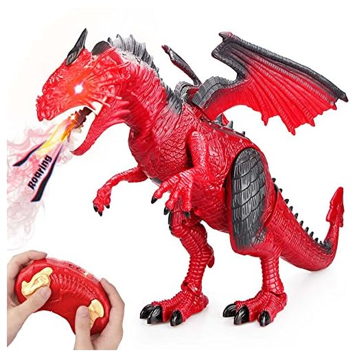 Betheaces Remote Control Dinosaur,Dragon Toy for Kids Boys Girls Red Dragon Figures Learning Realistic Looking Large Size with Roaring Spraying Light Up Eyes for Birthday Xmas Gifts