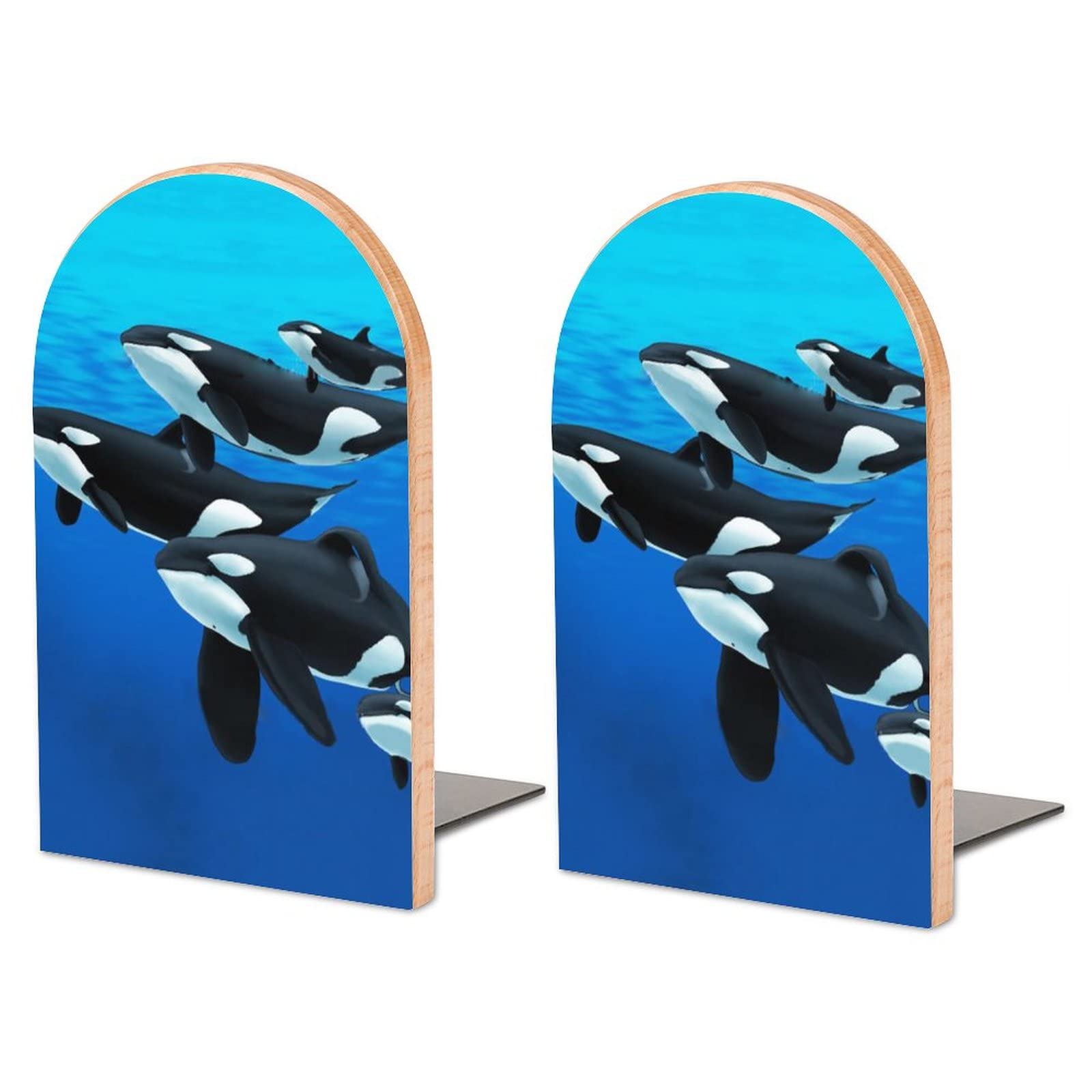 Sea Panda Killer Whale Bookends Heavy Duty Book Stand 1 Pair for Home Office Shelves Decorative