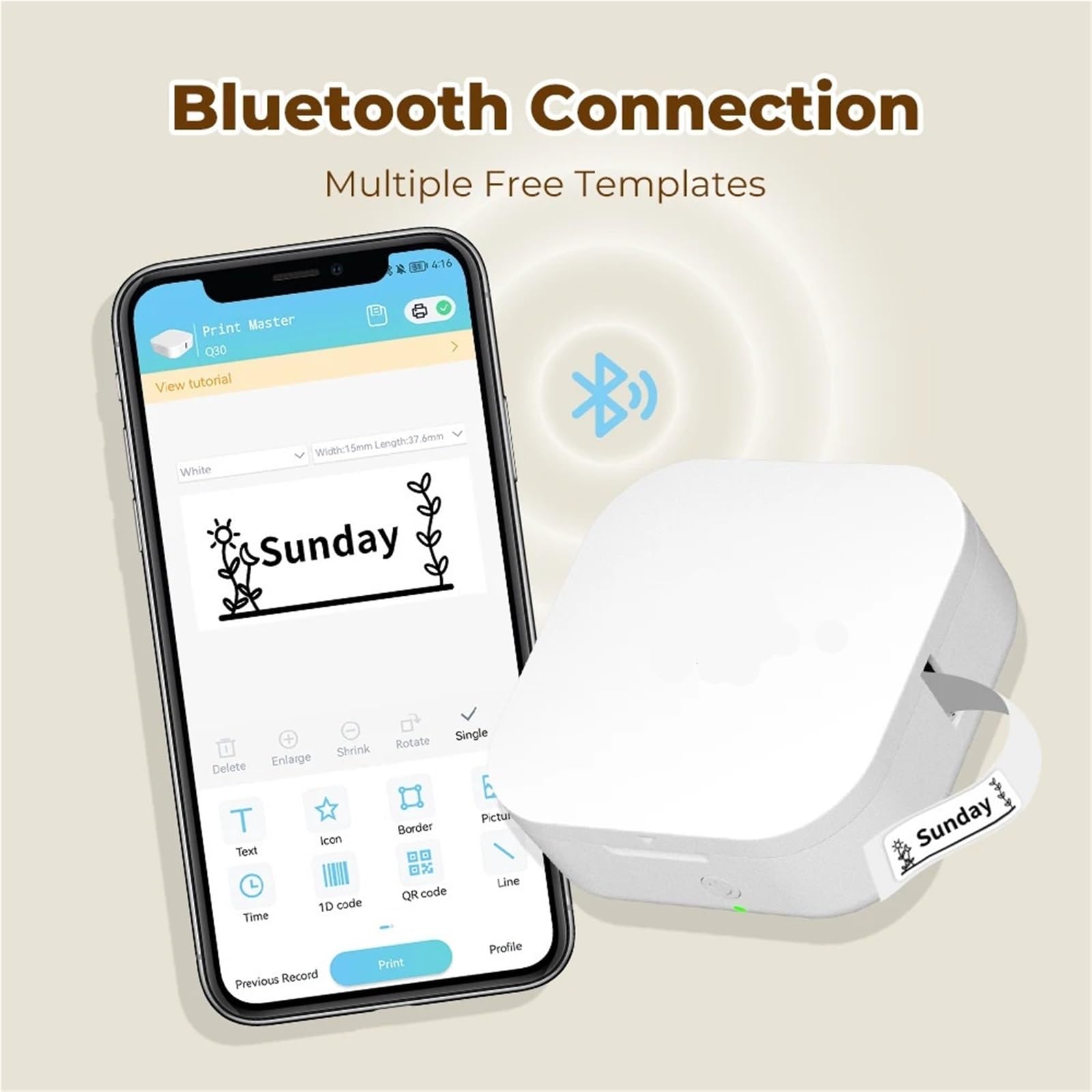 Producent etykiet, Q30 Przenośna Mini Drukarka Etykiet Bezprzewodowa Bluetooth Uchwyt Taśma W Zestawie Wiele Szablonów Czarny, do domu, kuchni, biura(Pink printer Q30)