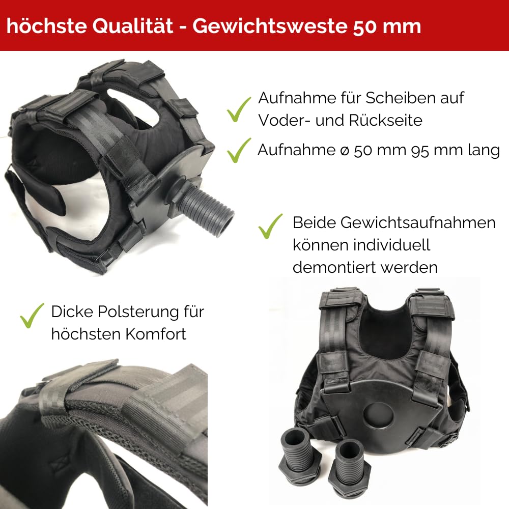 Weight Vest for Weight Discs 50 mm, Adjustable Training Vest for Calisthenics Strength Training, CrossFit and Gym - Image 2